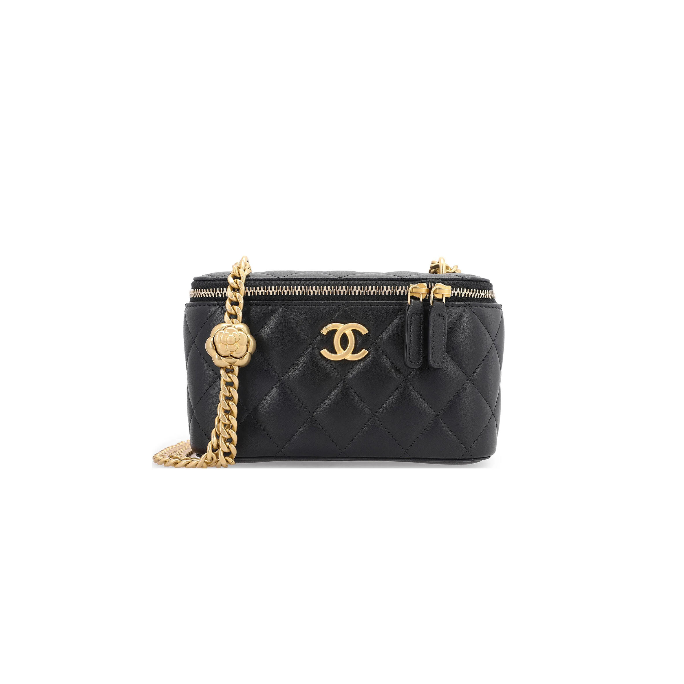Ch**el 23s camellia vanity case with chain ap3301 (16*9*8cm)